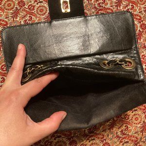 1998 Chanel Black Suede Double Flap Shoulder Bag